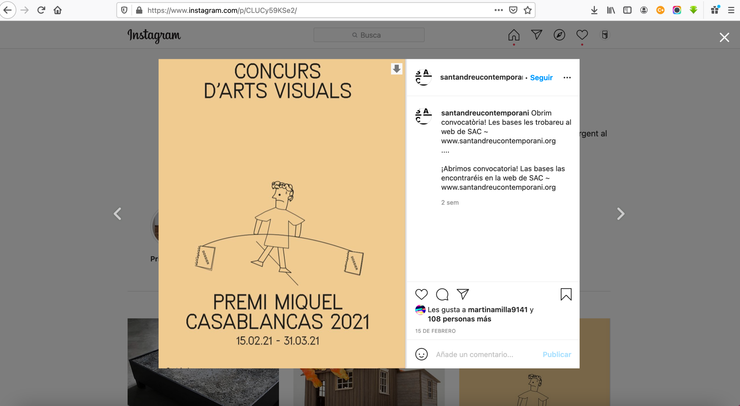 Directe a Instagram per resoldre dubtes sobre la convocatòria Premi Miquel Casablancas 2021